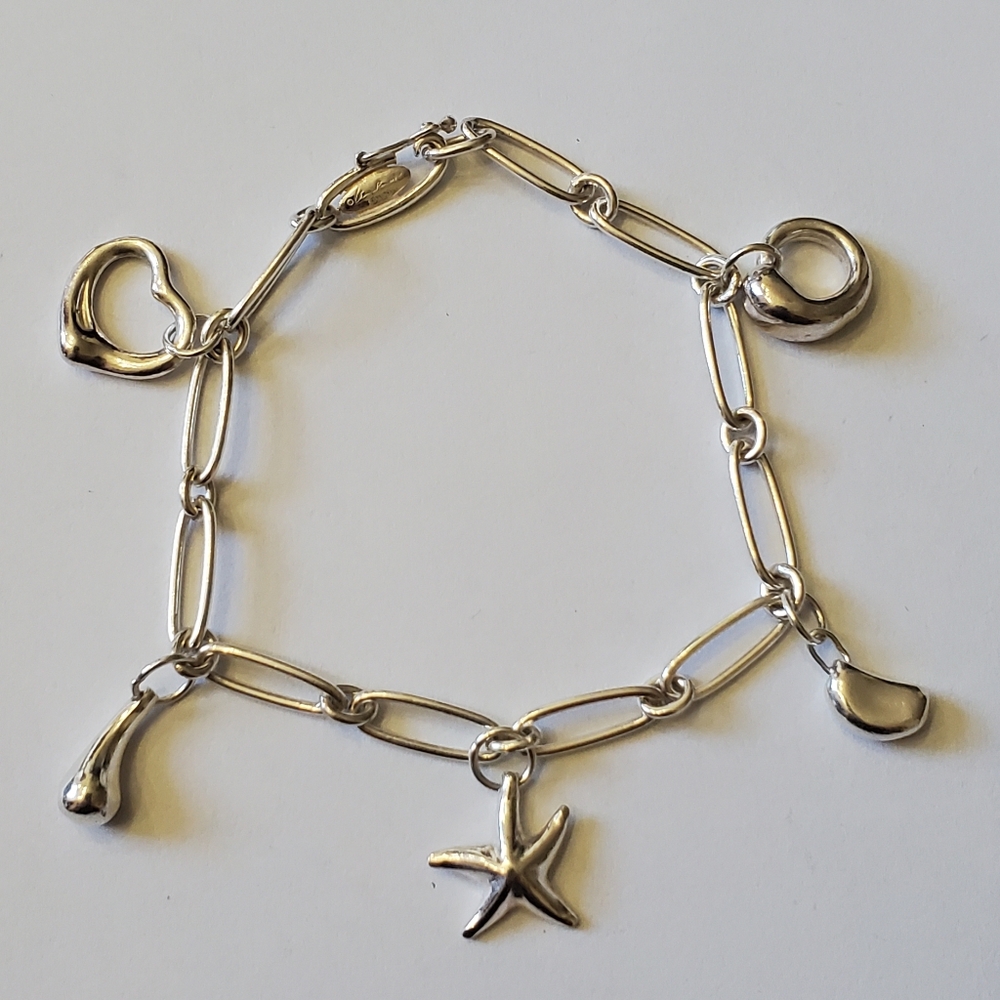 Tiffany & Co. Elsa Peretti 5 Charm Silver Bracelet
